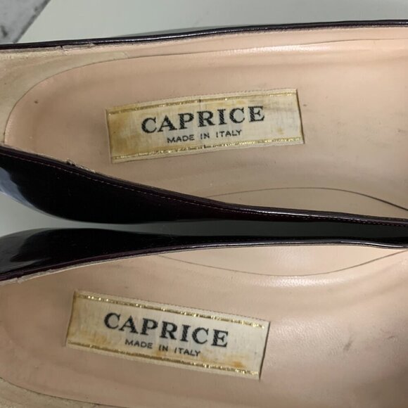 Vintage Burgundy Patent Leather Block Kitten Heel Slip On Pump - Picture 8 of 9